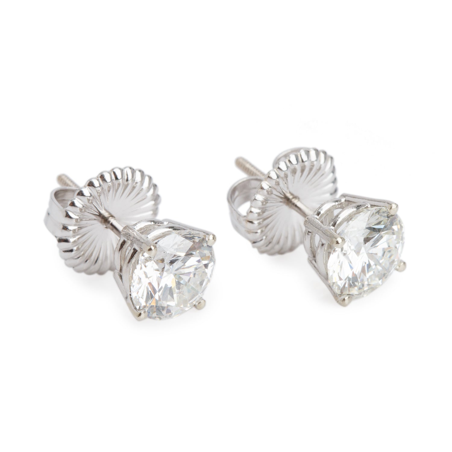14k White Gold 3.14 tcw. Diamond Stud Earrings