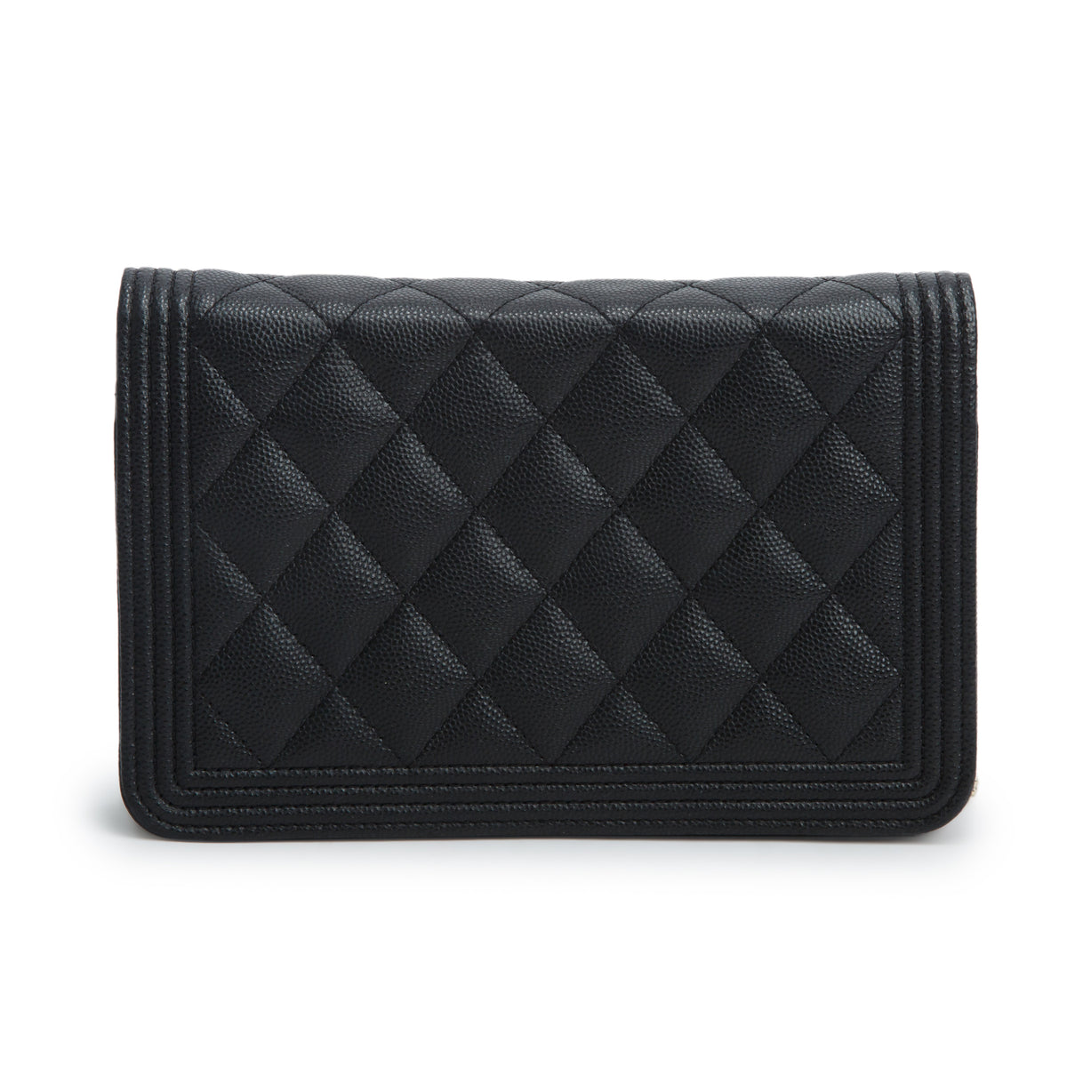 Chanel Black Caviar Leather Boy Wallet on Chain w/ Box & Authenticity Card