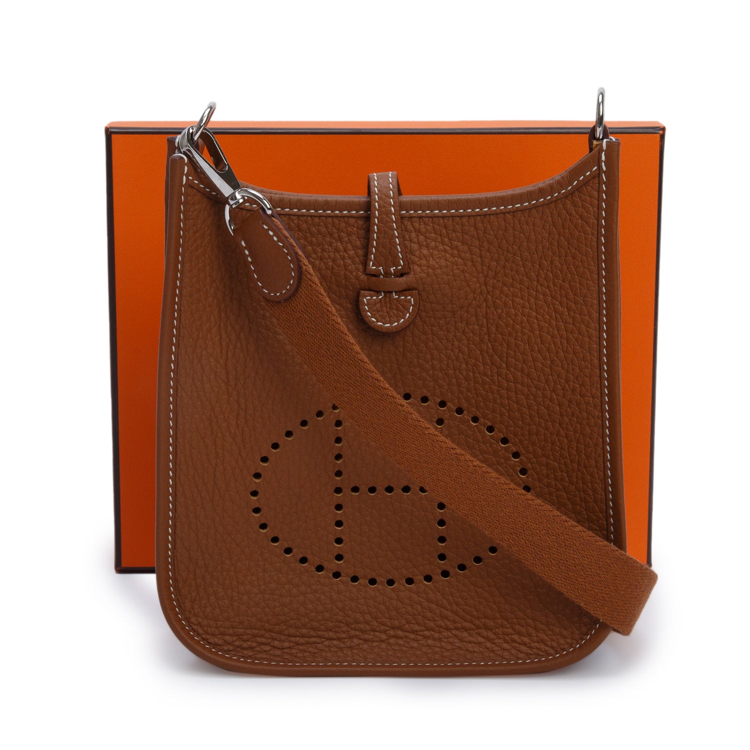 Hermes 2023 Gold Taurillon Clemence Amazone Evelyne TPM 16 w/ Box
