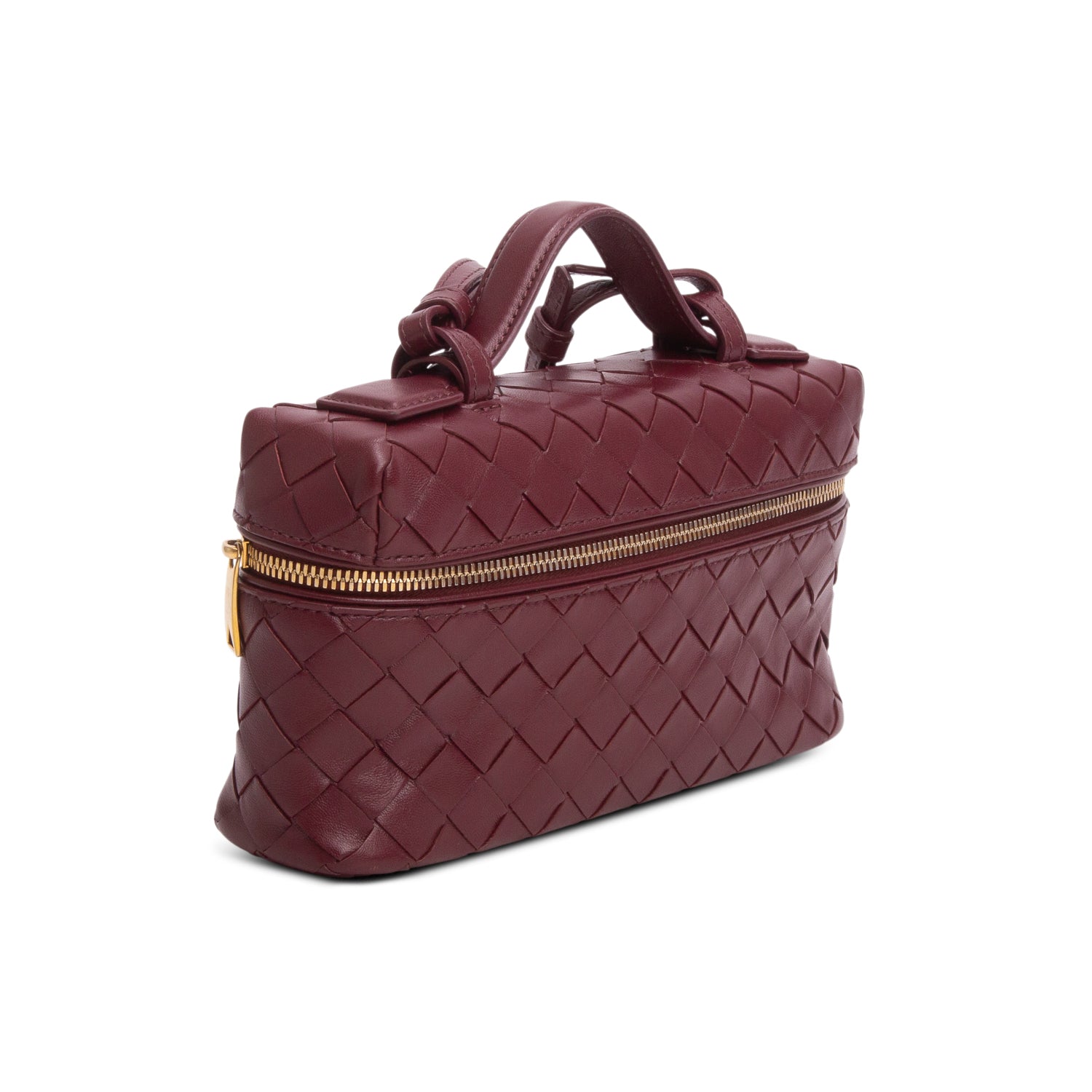 Bottega Veneta Burgundy Nappa Intrecciato Bang Bang Vanity Case w/ Strap