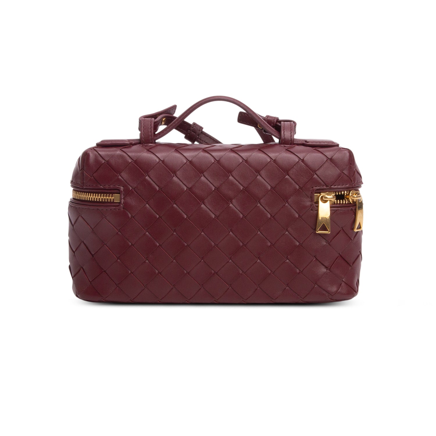 Bottega Veneta Burgundy Nappa Intrecciato Bang Bang Vanity Case w/ Strap