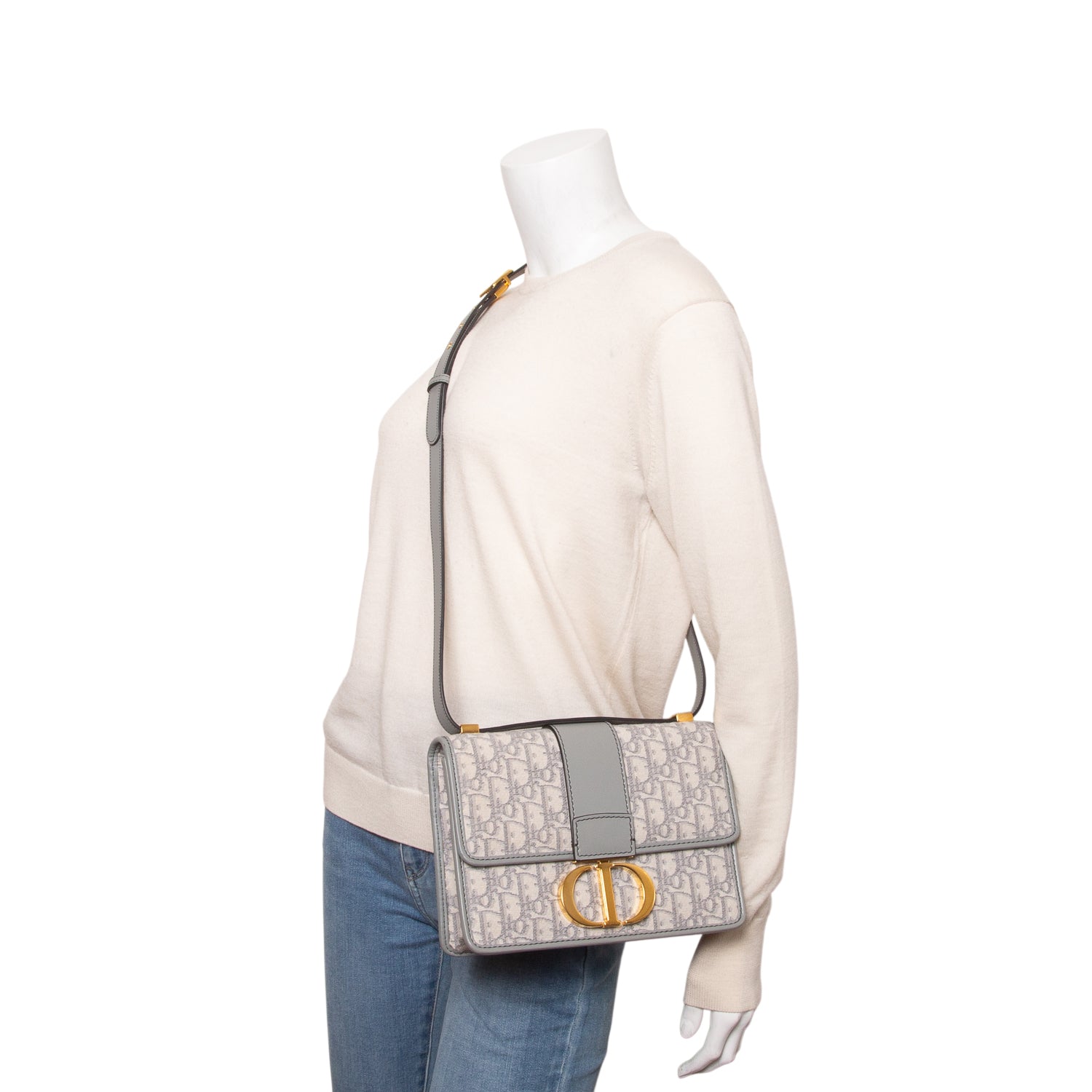 Christian Dior 2022 Grey Oblique 30 Montaigne Flap Bag w/ Box