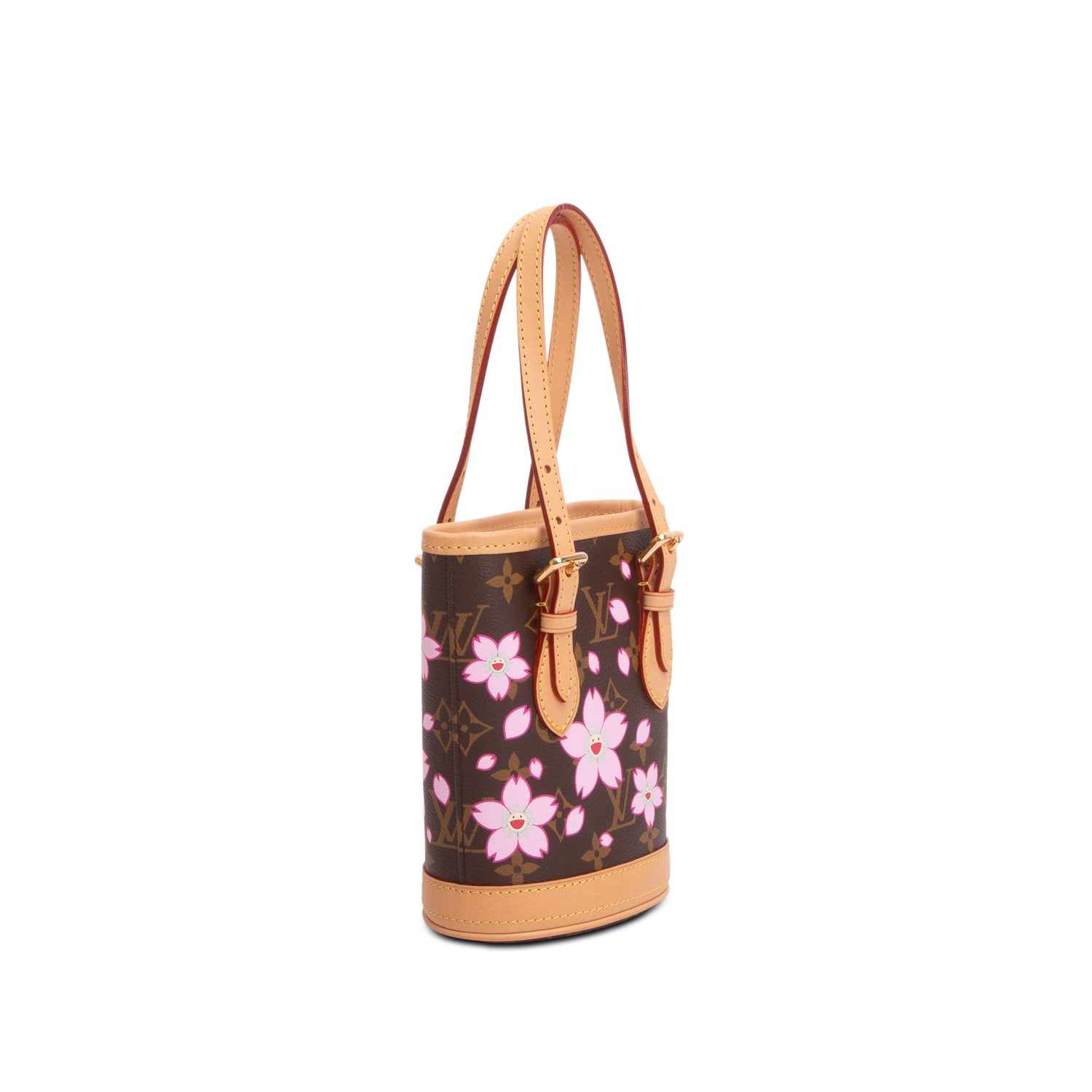 Louis Vuitton LV X TM Monogram Cherry Blossom Nano Bucket Bag w/ Pouch & Strap