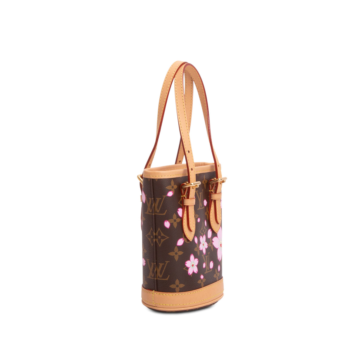 Louis Vuitton LV X TM Monogram Cherry Blossom Nano Bucket Bag w/ Pouch & Strap