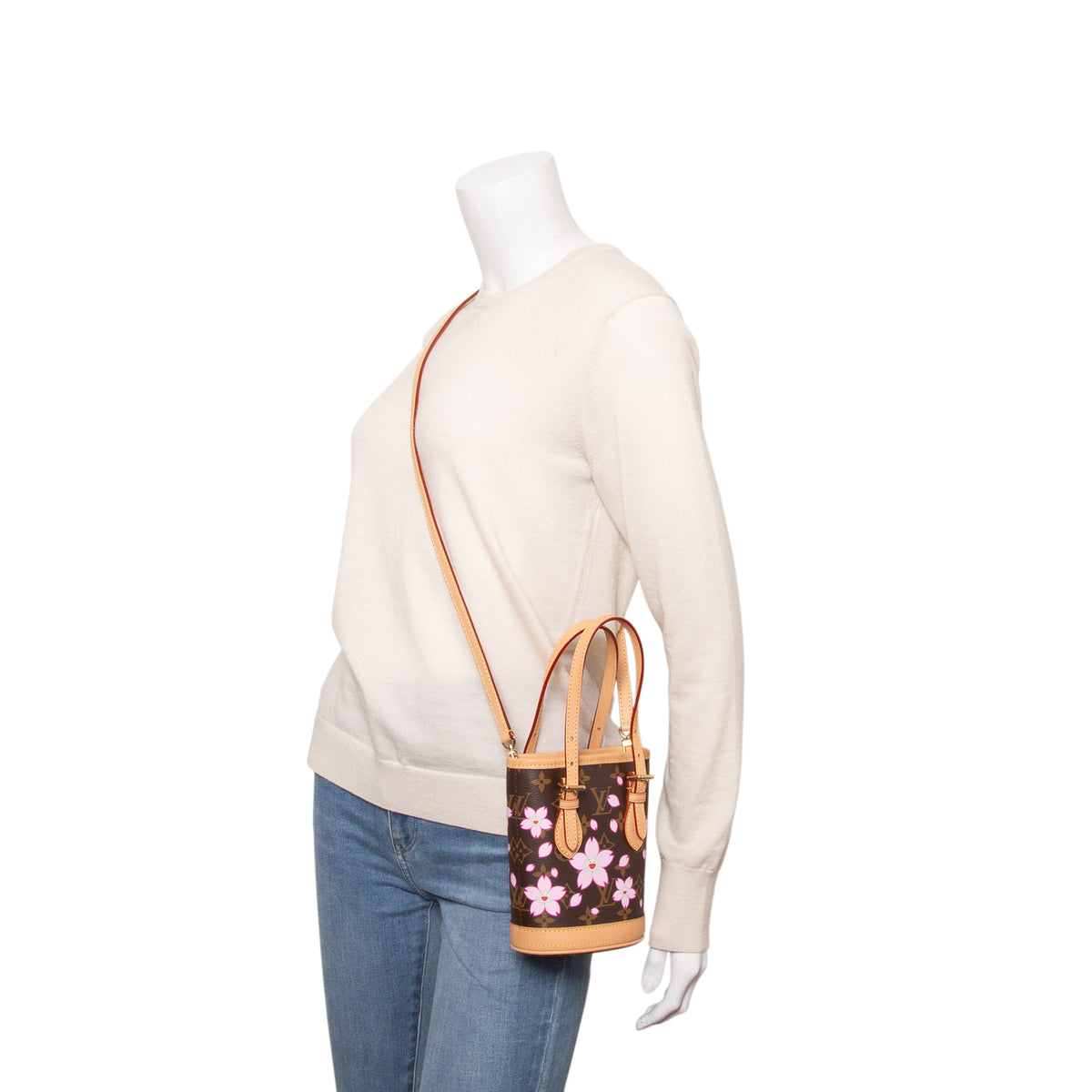 Louis Vuitton LV X TM Monogram Cherry Blossom Nano Bucket Bag w/ Pouch & Strap