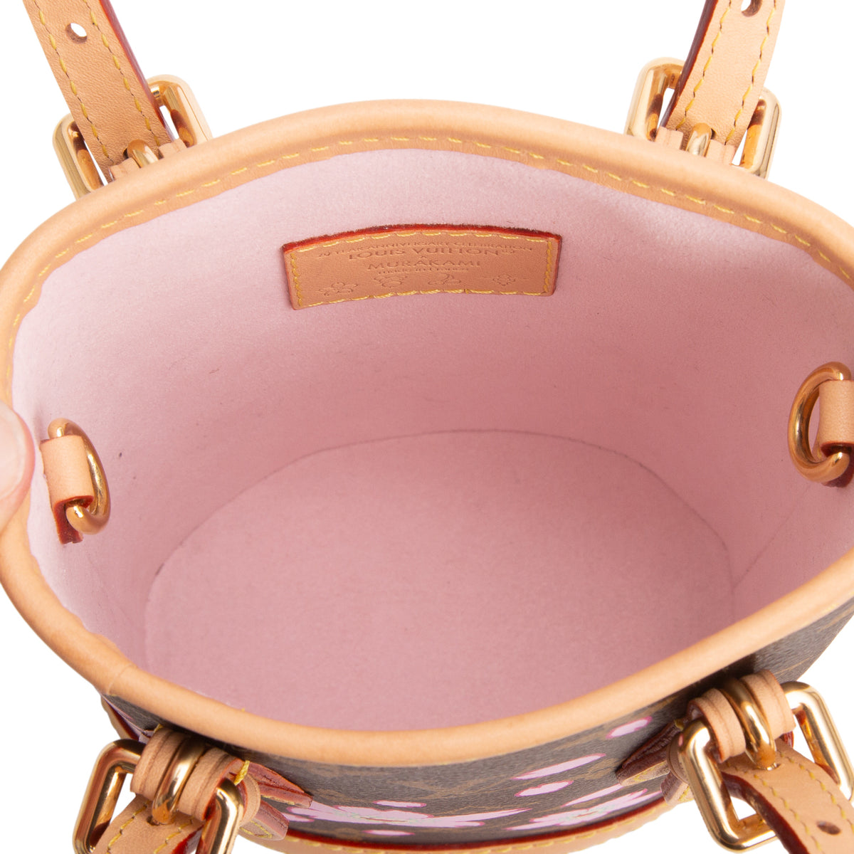 Louis Vuitton LV X TM Monogram Cherry Blossom Nano Bucket Bag w/ Pouch & Strap