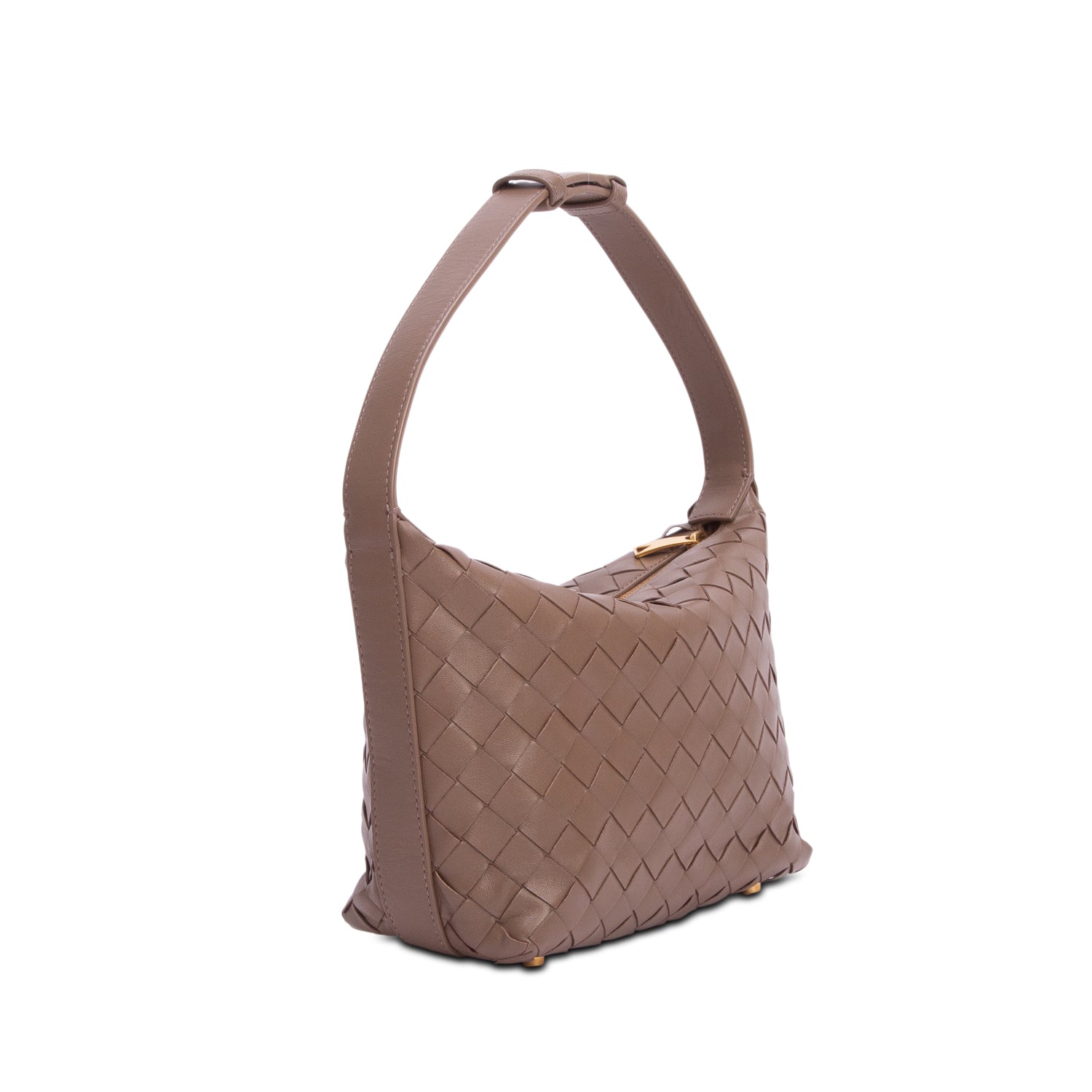 Bottega Veneta Taupe Calfskin Nappa Intrecciato Mini Wallace