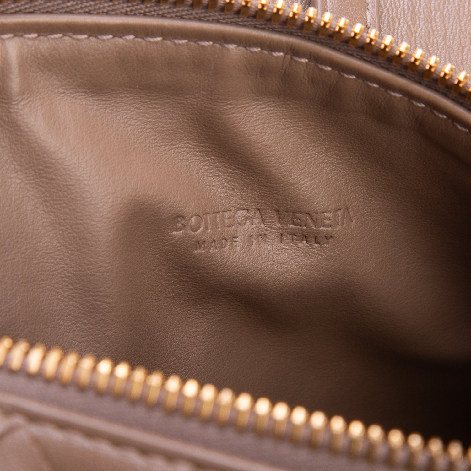 Bottega Veneta Taupe Calfskin Nappa Intrecciato Mini Wallace