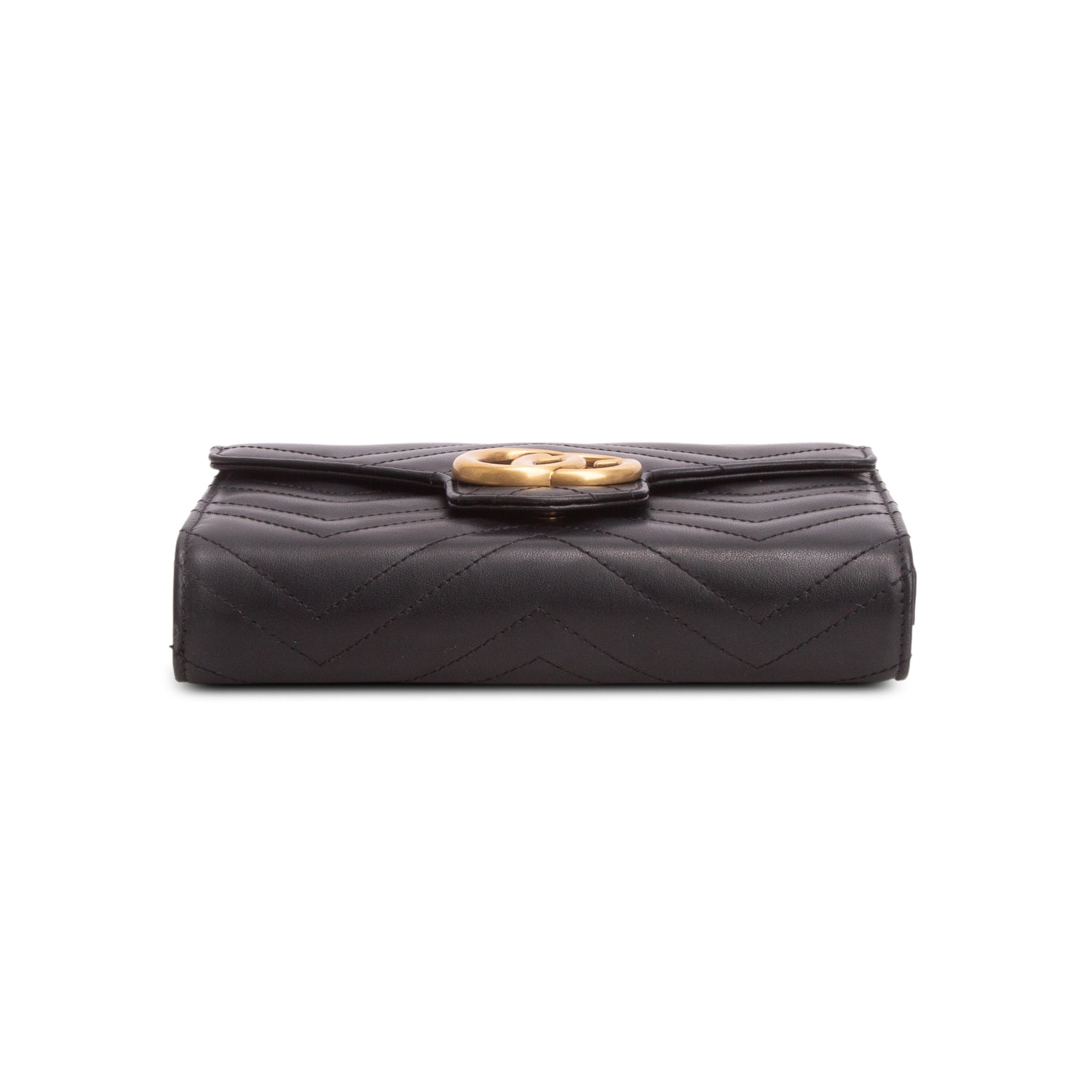 Gucci Black Calfskin Matelasse GG Marmont Wallet on Chain w/ Box