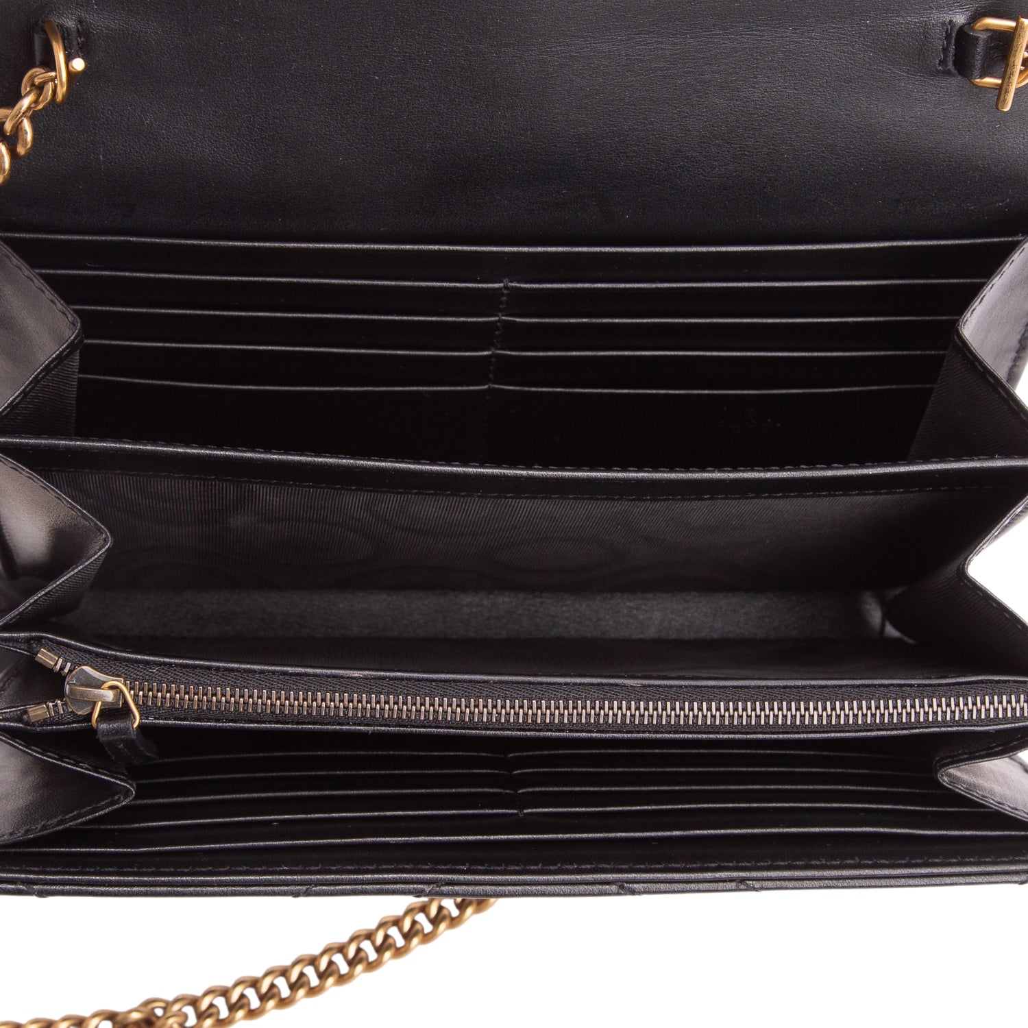 Gucci Black Calfskin Matelasse GG Marmont Wallet on Chain w/ Box
