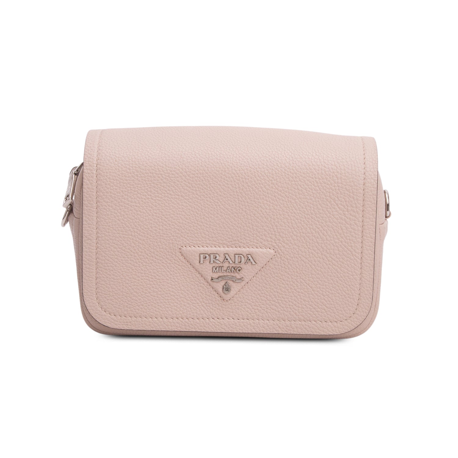Prada Pink Vitello Daino Soft Logo Flap Crossbody Bag w/ Box & Straps