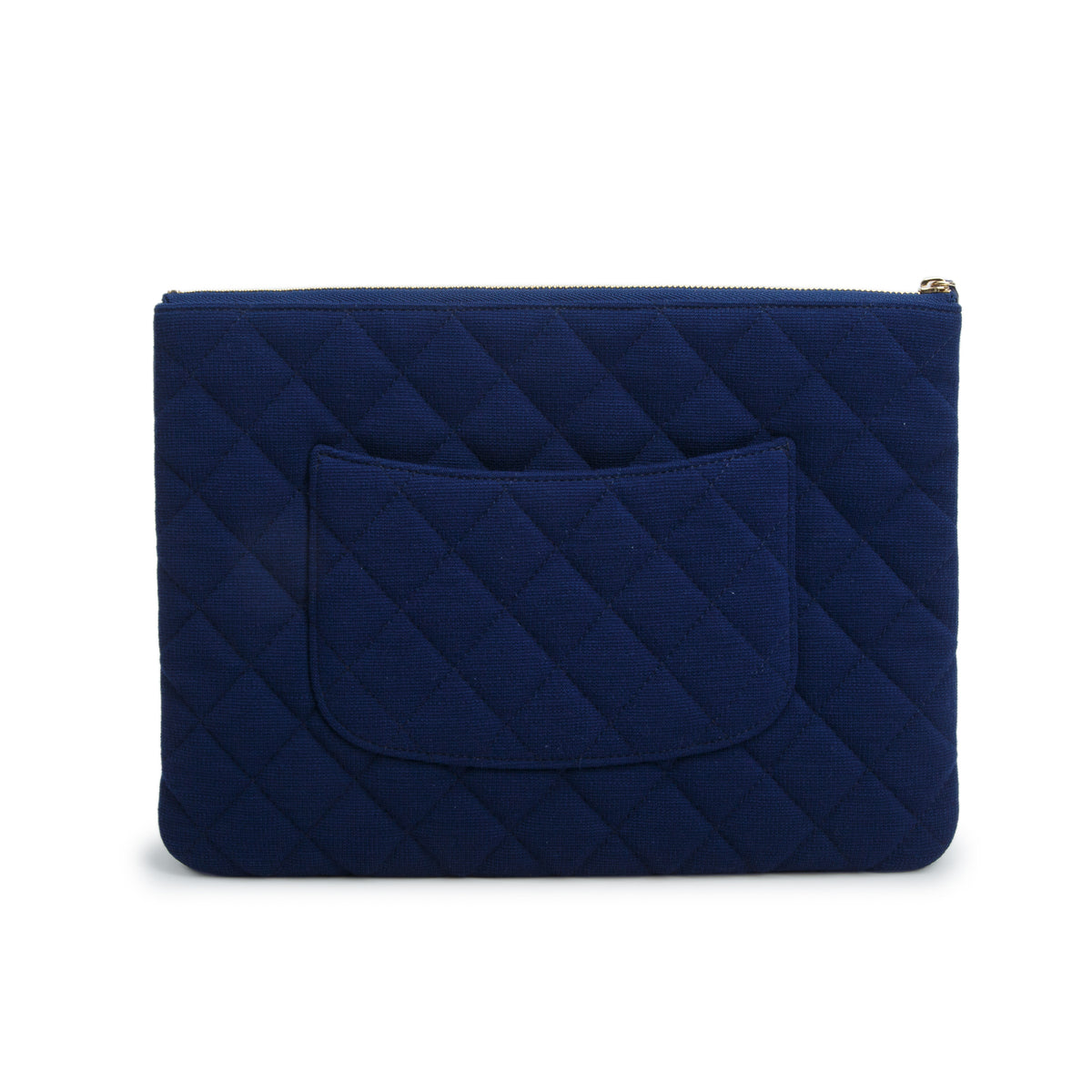 Chanel Blue Quilted Jersey Cosmetic Pouch w/ Authenticity Card