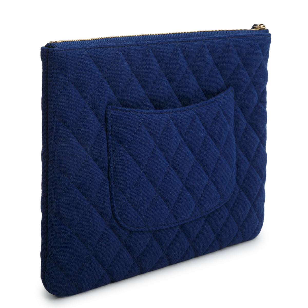 Chanel Blue Quilted Jersey Cosmetic Pouch w/ Authenticity Card
