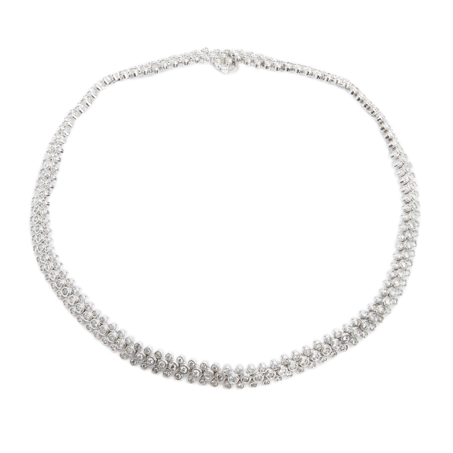 18k White Gold 7.00 tcw. Three Rows Diamond Necklace