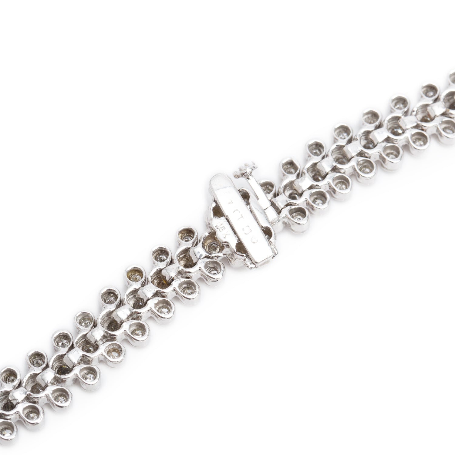18k White Gold 7.00 tcw. Three Rows Diamond Necklace
