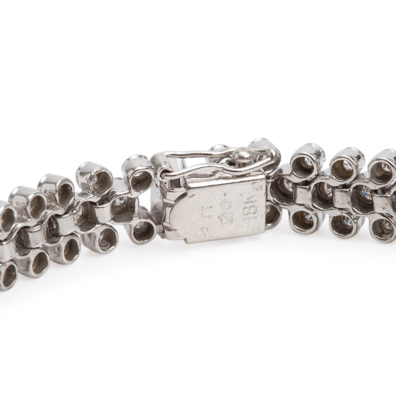 18k White Gold 3.00 tcw. Three Rows Diamond Bracelet