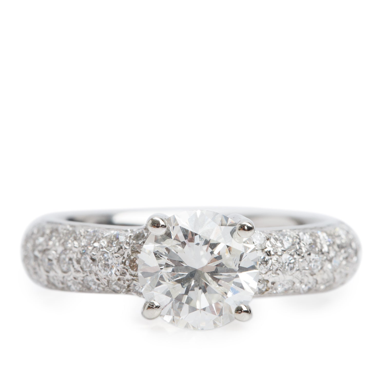 14k White Gold 2.17 ct. Round Cut Diamond Engagement Ring, Size 8.75