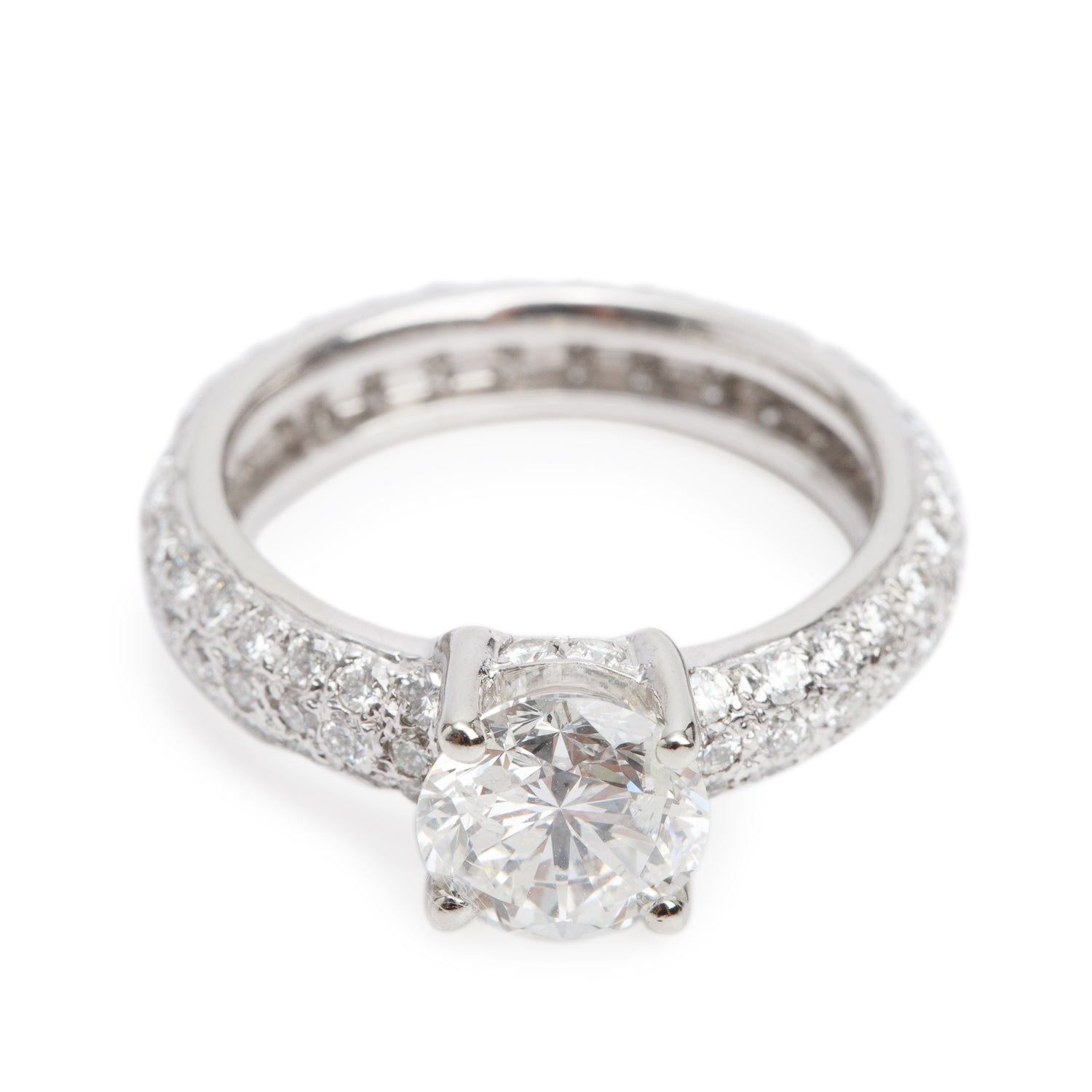 14k White Gold 2.17 ct. Round Cut Diamond Engagement Ring, Size 8.75