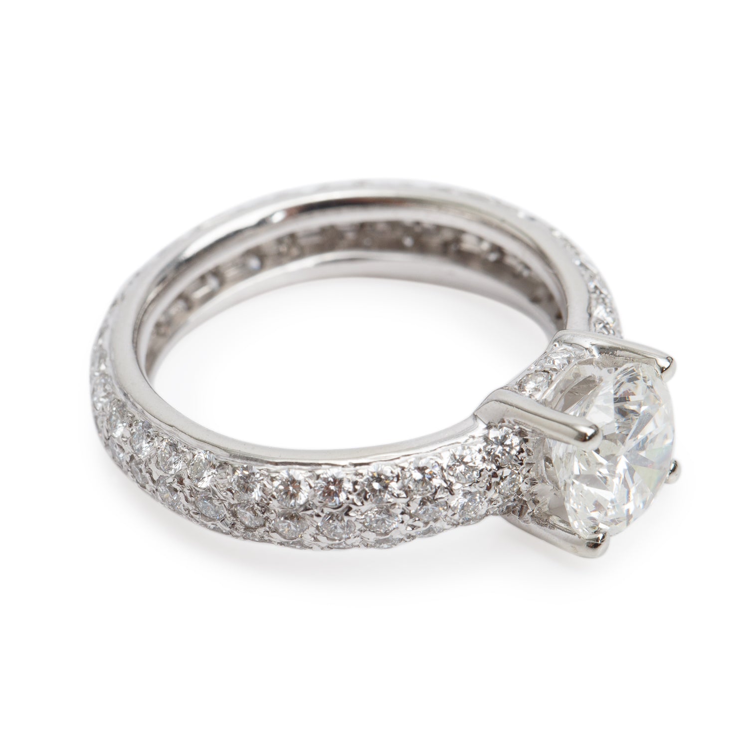 14k White Gold 2.17 ct. Round Cut Diamond Engagement Ring, Size 8.75