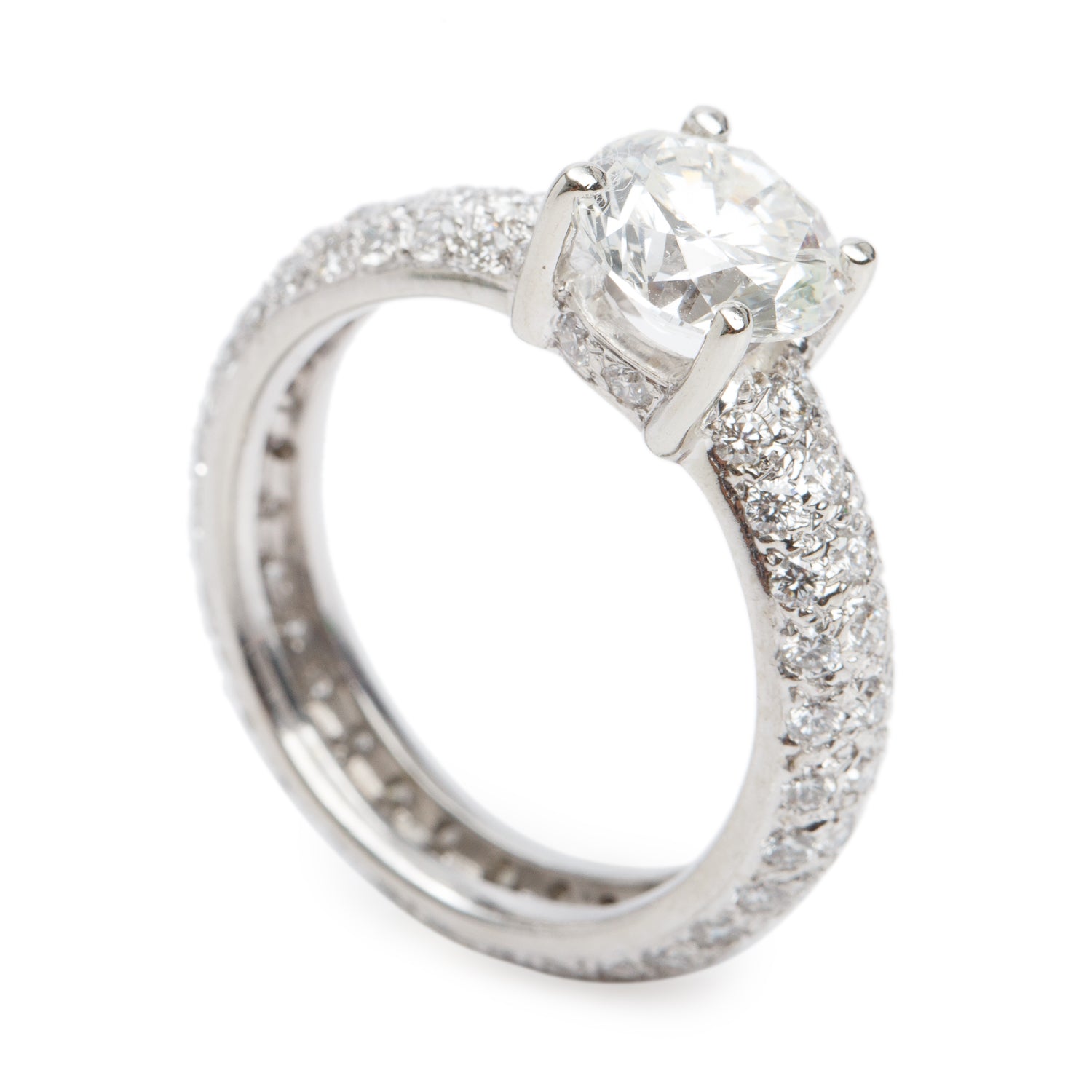 14k White Gold 2.17 ct. Round Cut Diamond Engagement Ring, Size 8.75