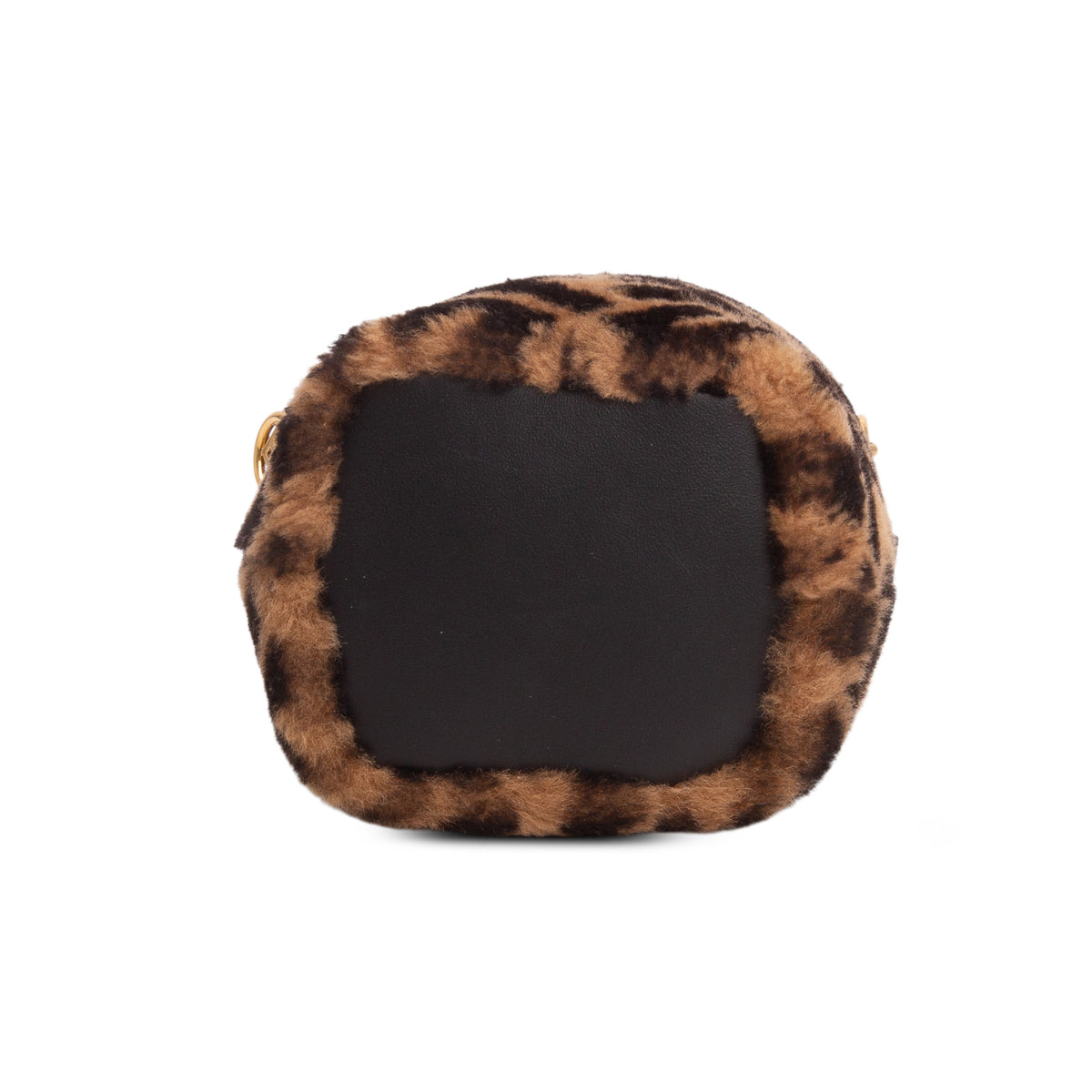 Fendi Brown Shearling Vitello Dolce F is Fendi Macro FF 1974 Mini Mon Tresor Bucket Bag