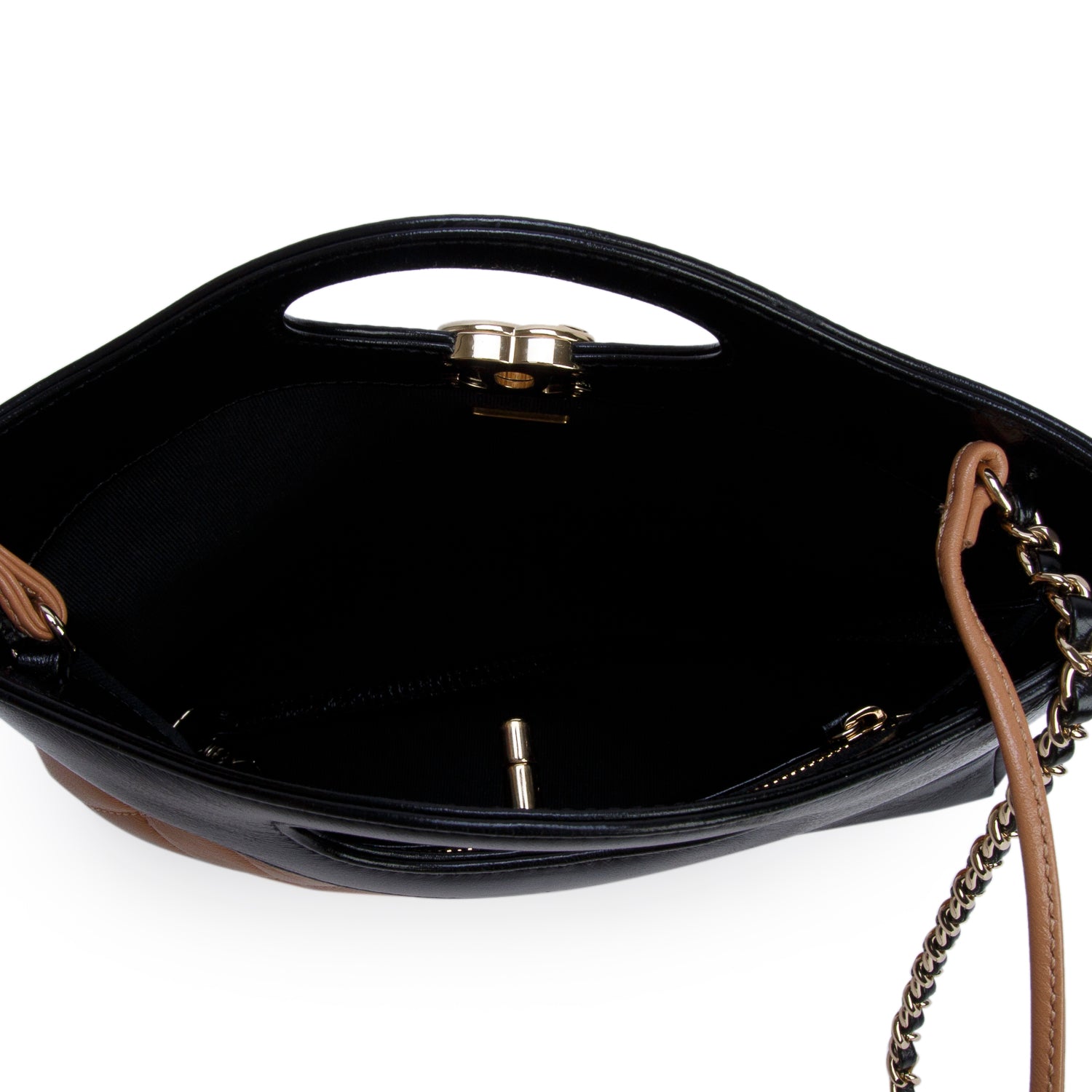 Chanel Black/Brown Shiny Crumpled Calfskin Quilted Mini 31 Shopping Bag