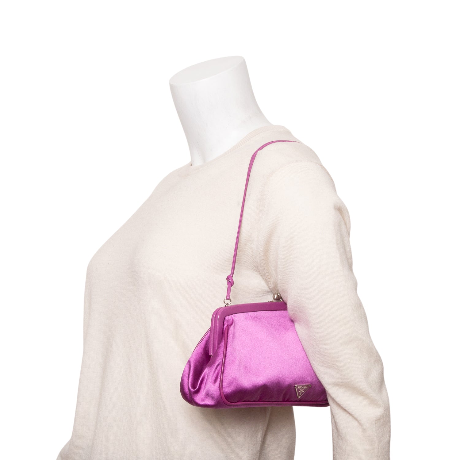 Prada Purple Satin Raso Chic Kiss Lock Clutch w/ Authenticity Card