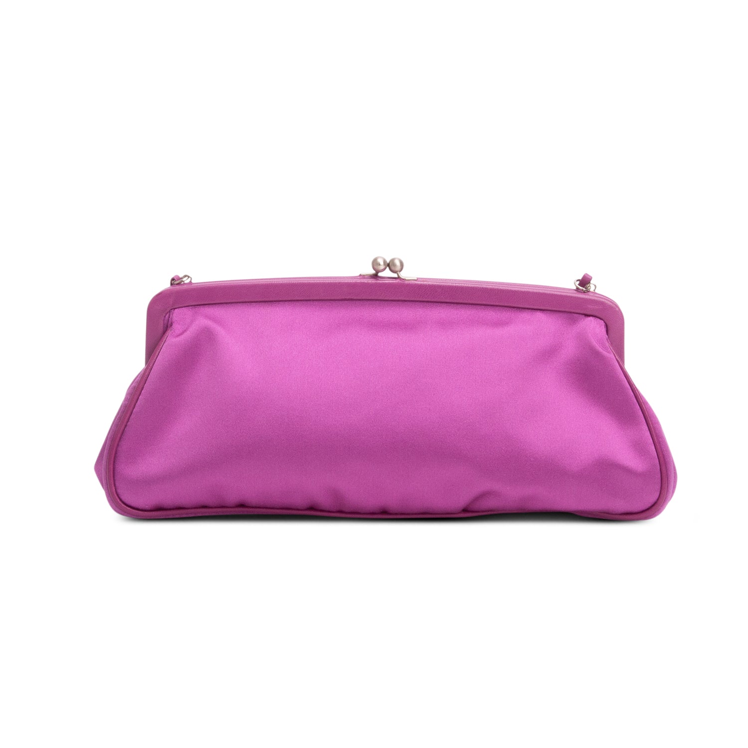 Prada Purple Satin Raso Chic Kiss Lock Clutch w/ Authenticity Card