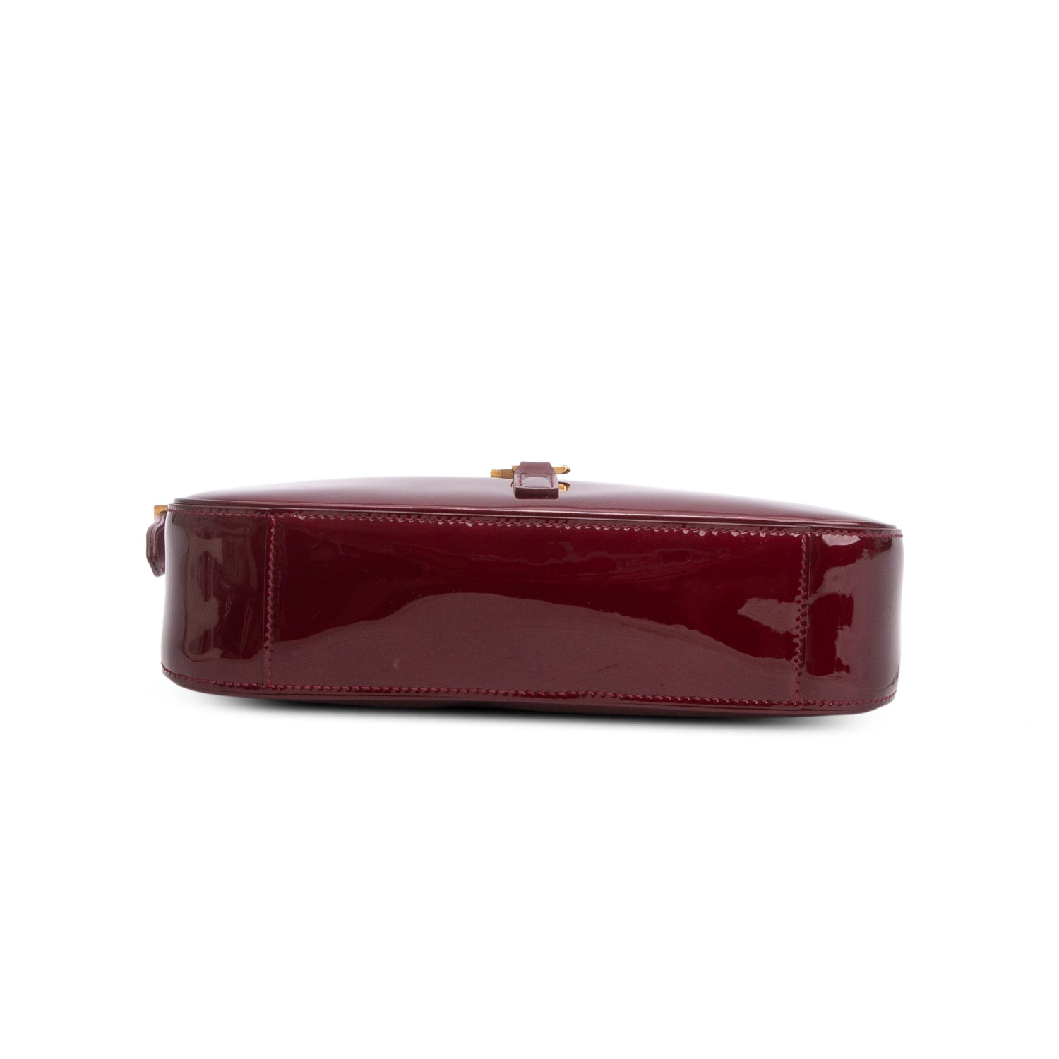 Saint Laurent 2025 Burgundy Patent Leather Calfskin Le 5 a 7 Mini Hobo