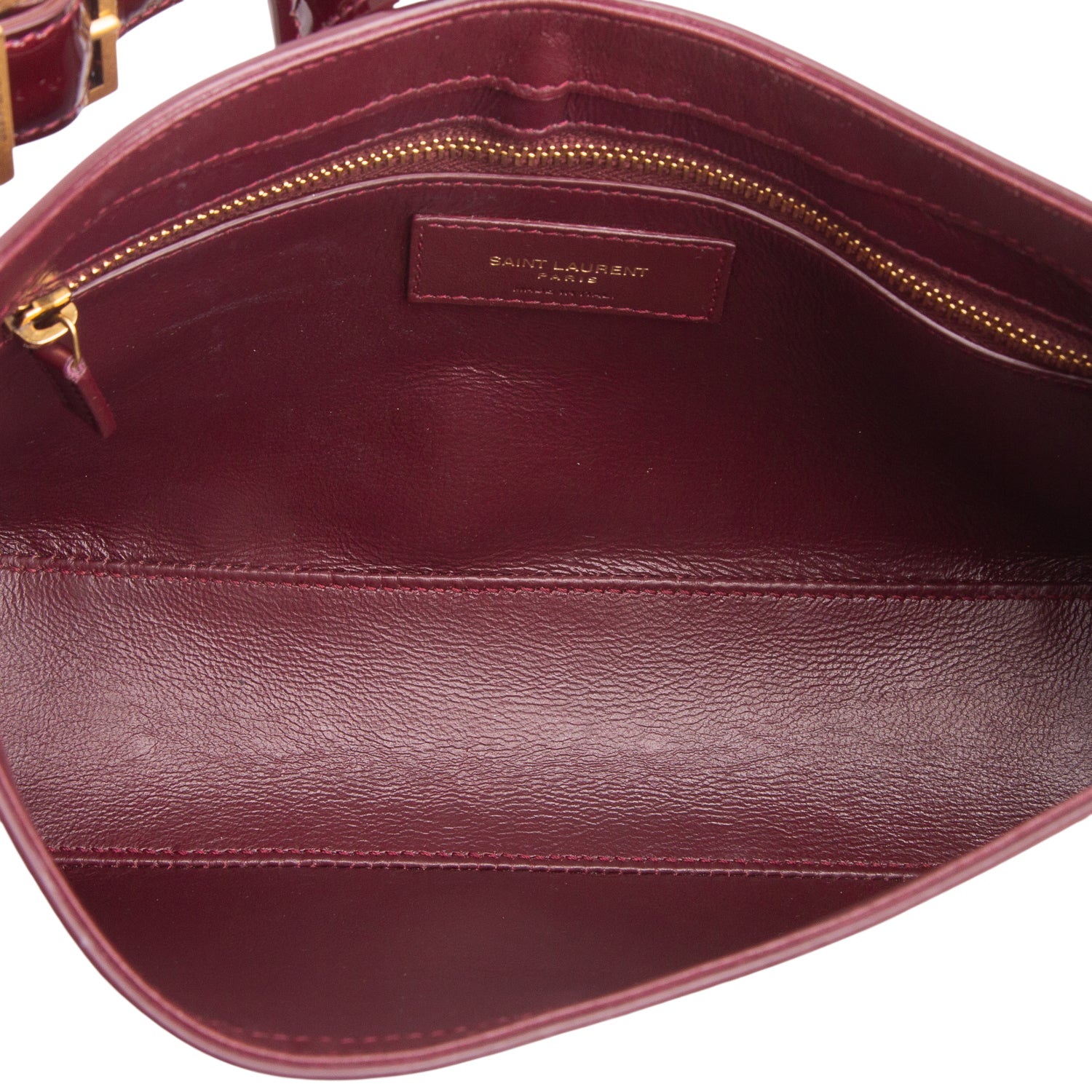 Saint Laurent 2025 Burgundy Patent Leather Calfskin Le 5 a 7 Mini Hobo