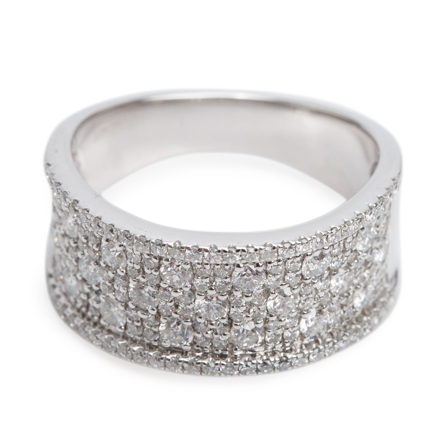 18k White Gold 1.37 tcw. Pave Diamond Band Ring, Size 7