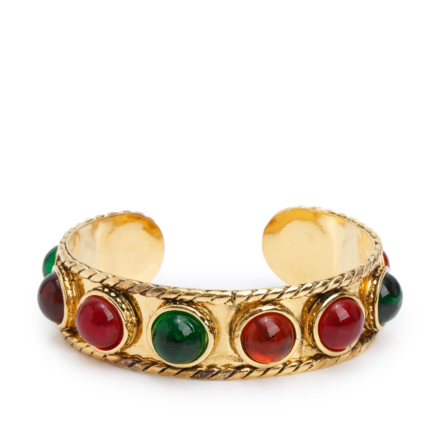 Chanel Vintage Gold Plated Gripoix Cuff Bracelet