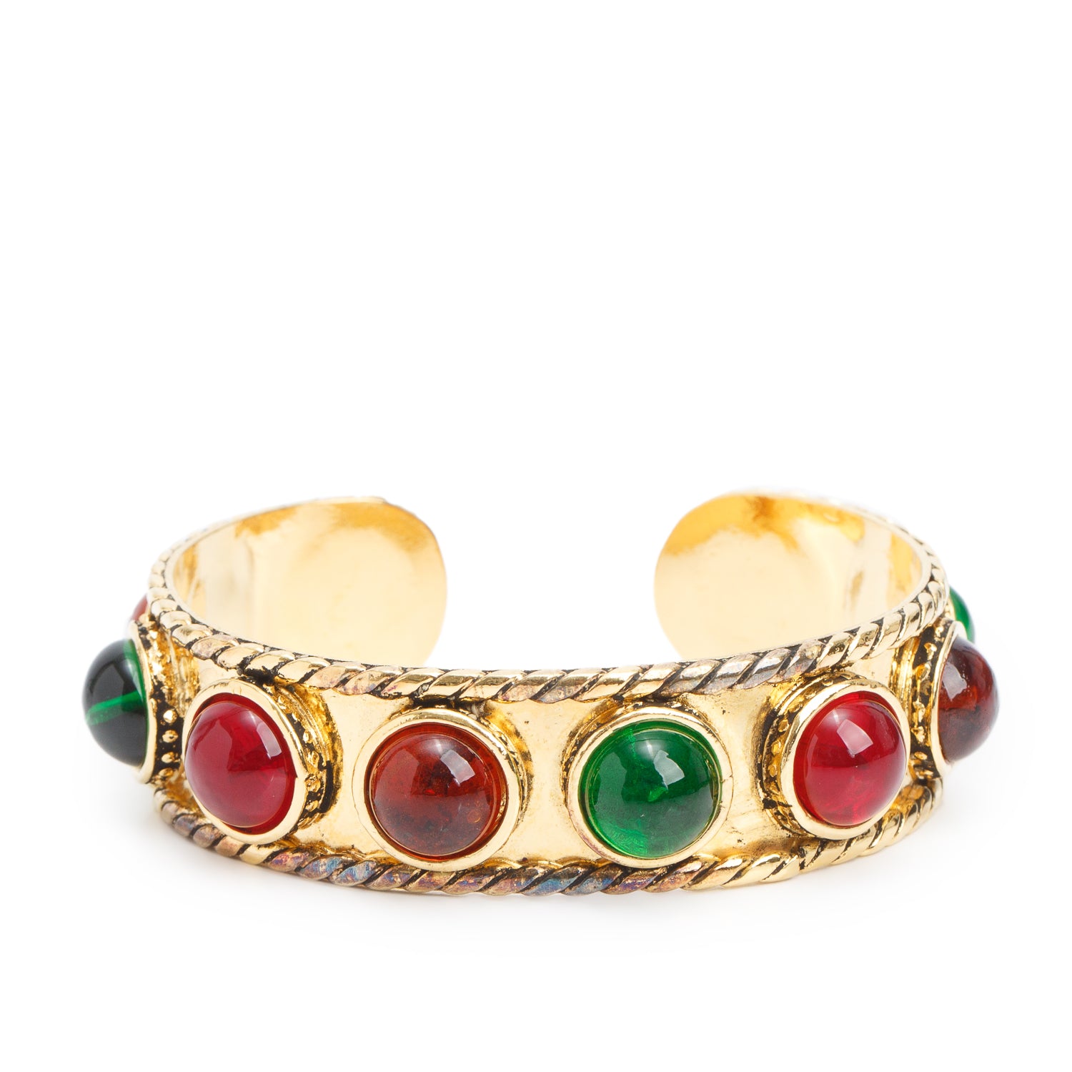 Chanel Vintage Gold Plated Gripoix Cuff Bracelet