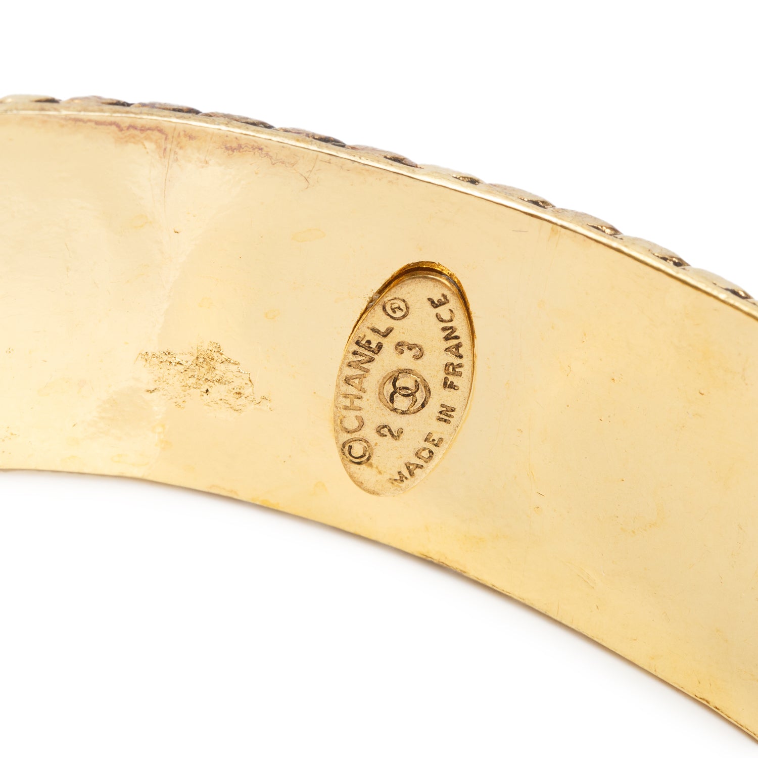 Chanel Vintage Gold Plated Gripoix Cuff Bracelet