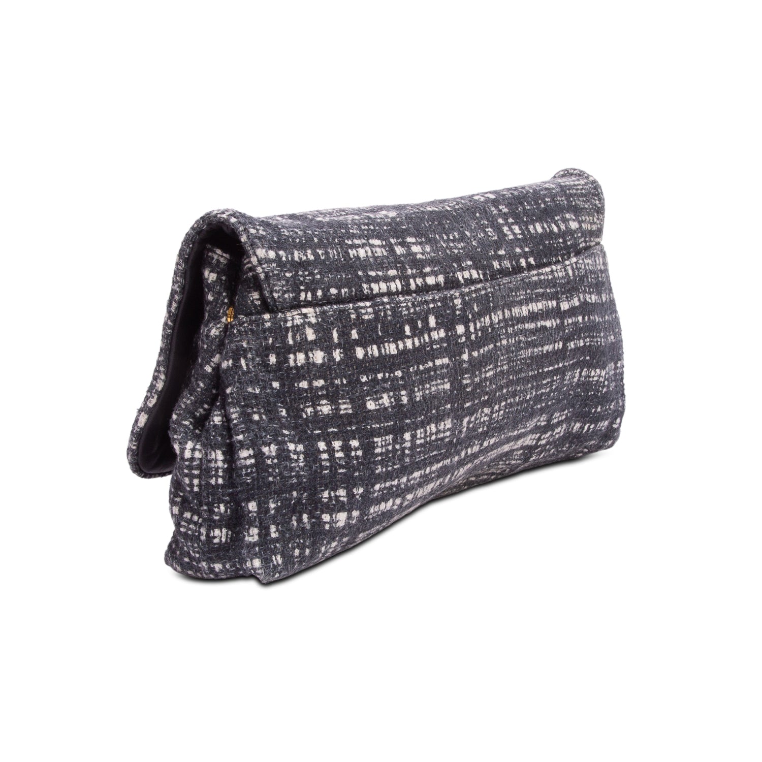 Prada Grey Tweed Large Lela Clutch