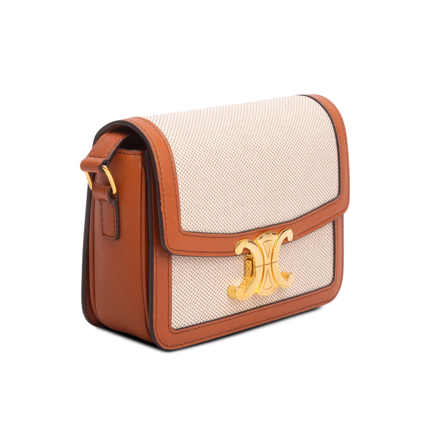 Celine 2020 Beige Textile Natural Calfskin Teen Triomphe