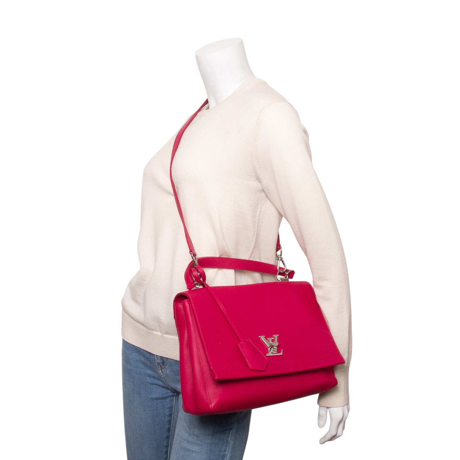 Louis Vuitton Pink Calfskin Lockme II Top Handle Bag w/ Strap