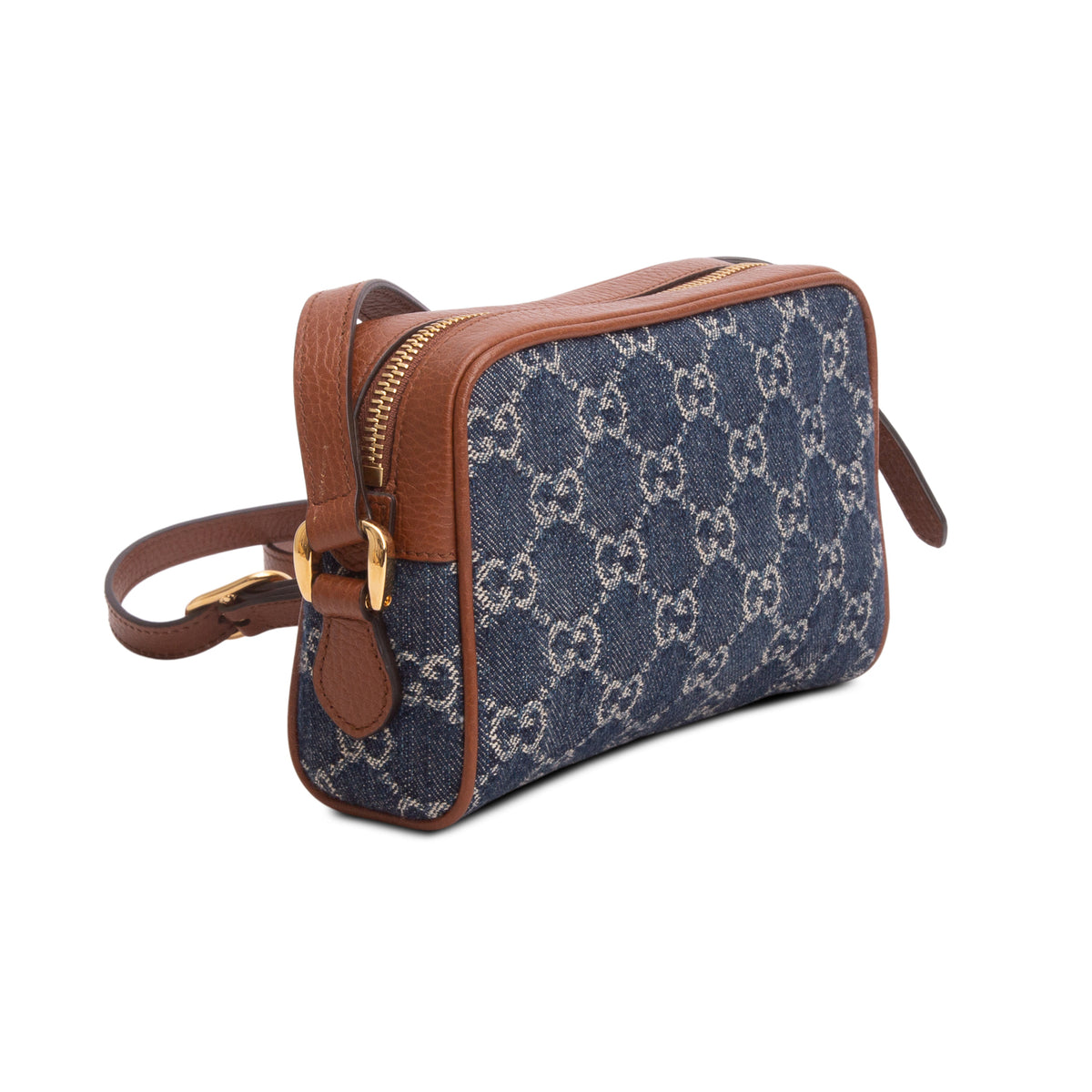 Gucci Blue Denim GG Monogram Dollar Calfskin Mini Ophidia Shoulder Bag