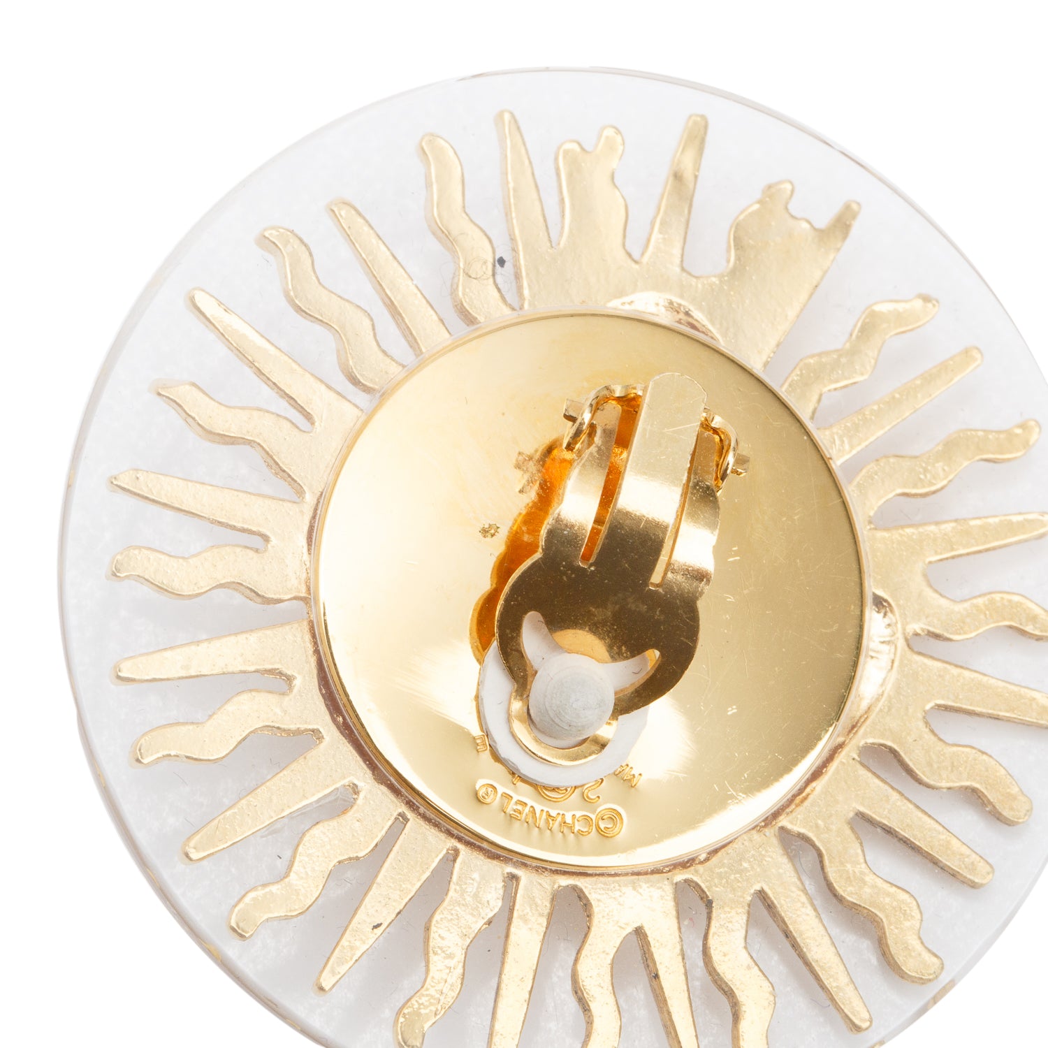 Chanel Vintage Gold Plated Karl Lagerfeld Le Roi Soleil Clip-On Earrings