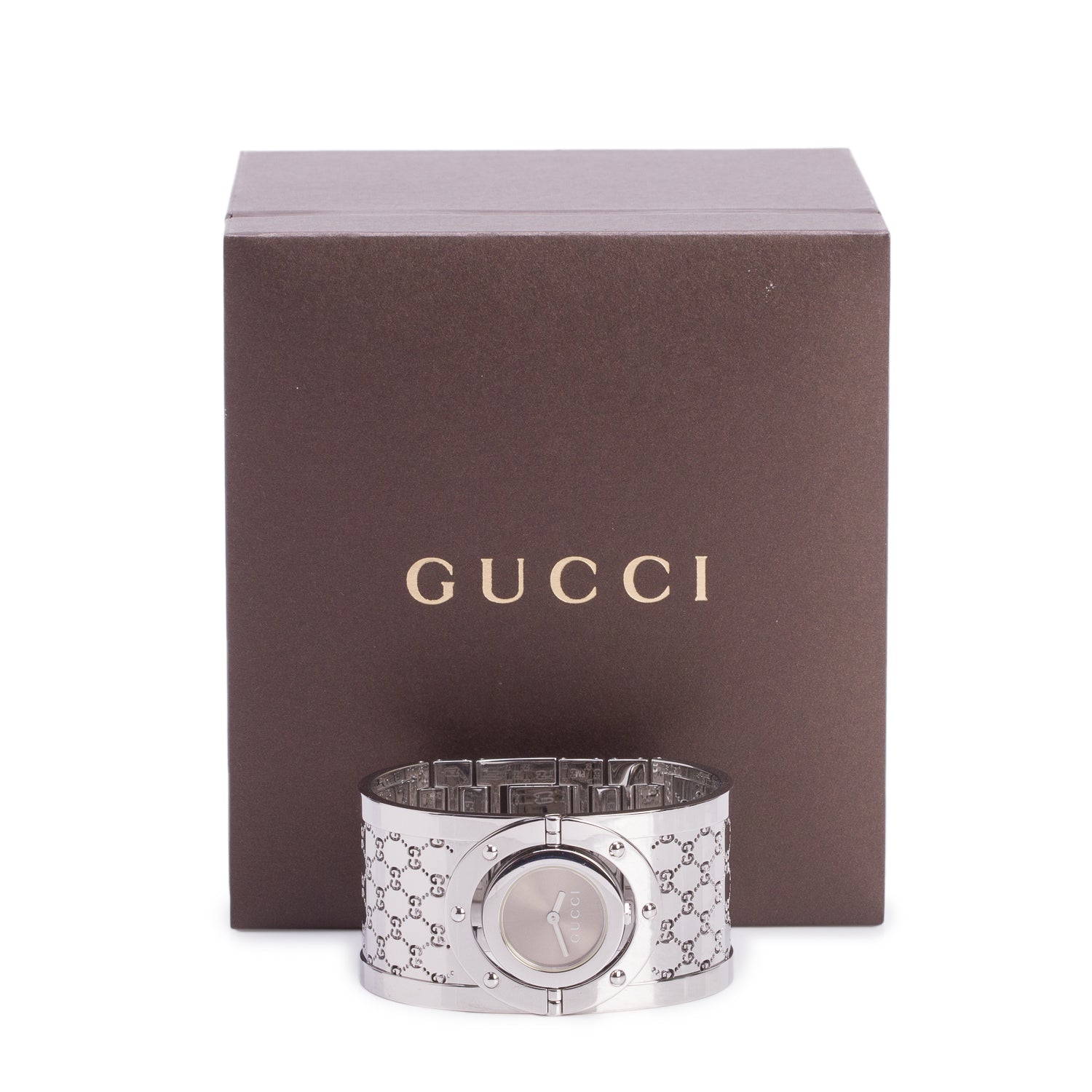 Gucci Stainless Steel 112 Twirl Watch Brown Dial w/ Box