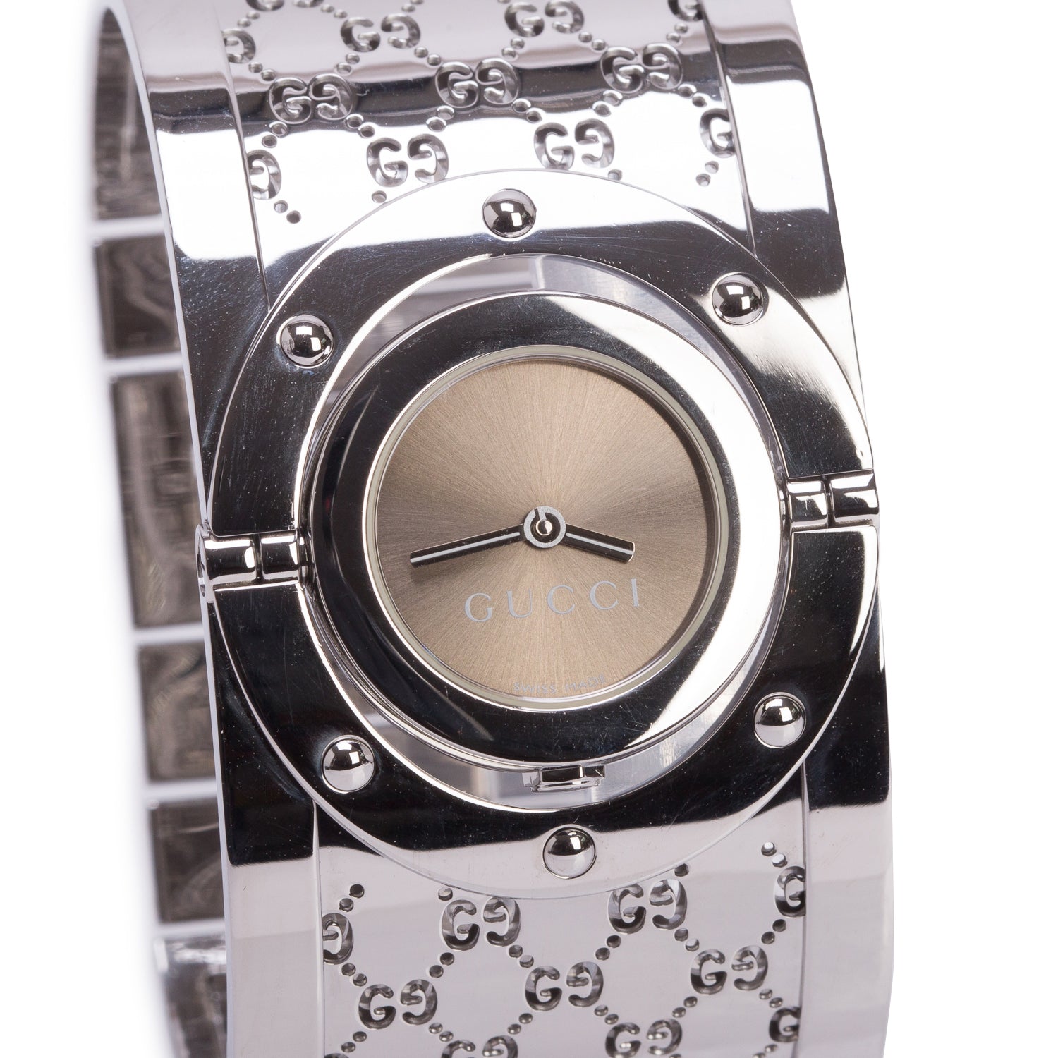 Gucci Stainless Steel 112 Twirl Watch Brown Dial w/ Box