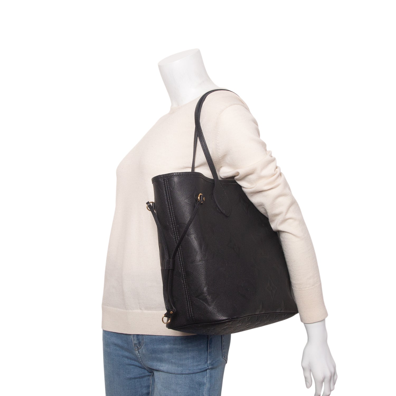Louis Vuitton Black Empreinte Monogram Giant Neverfull MM w/ Box & Pouch