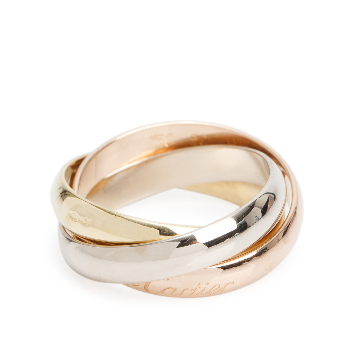 Cartier Vintage 18k Tri-Gold 'Les Must de Cartier' Classic Trinity Rolling Ring, Size 50 5.25