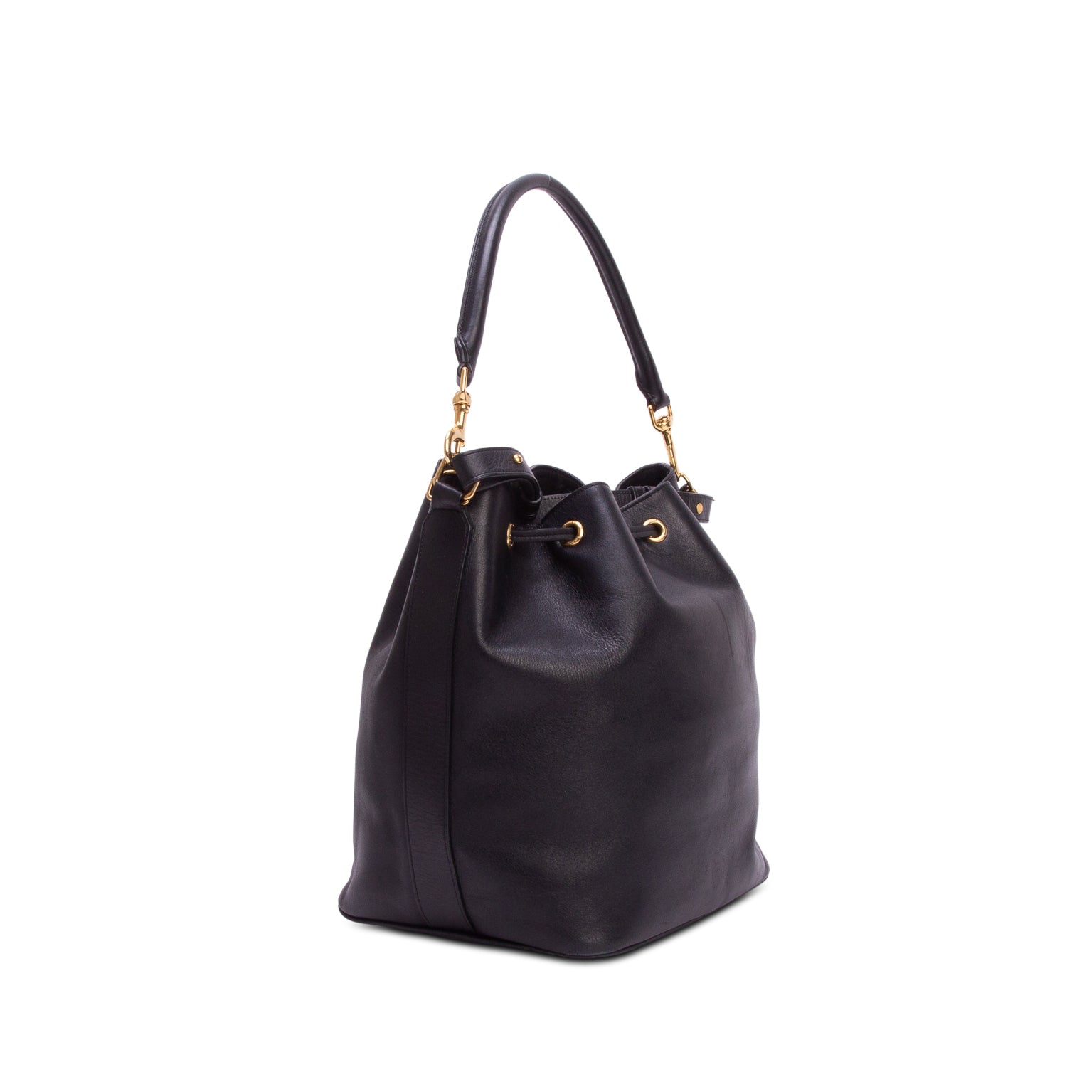 Saint Laurent Black Calfskin Emanuelle Bucket Bag