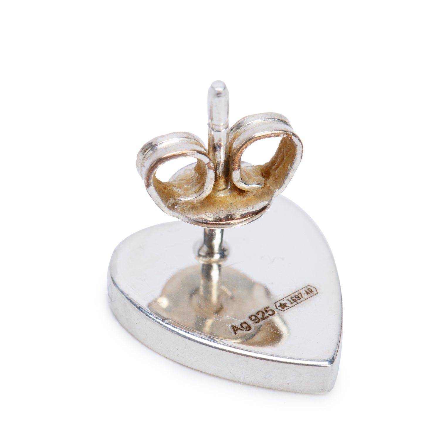 Gucci Sterling Silver Trademark Heart Stud Earrings