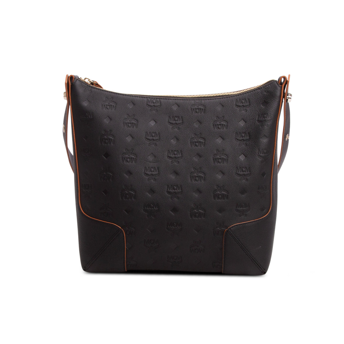 MCM Black Calfskin Ottomar Monogram Klara Medium Hobo