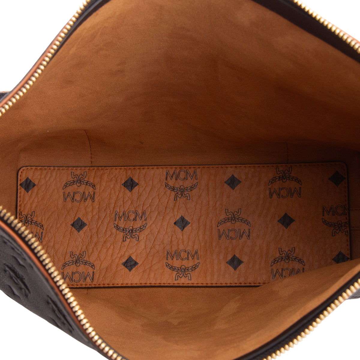 MCM Black Calfskin Ottomar Monogram Klara Medium Hobo