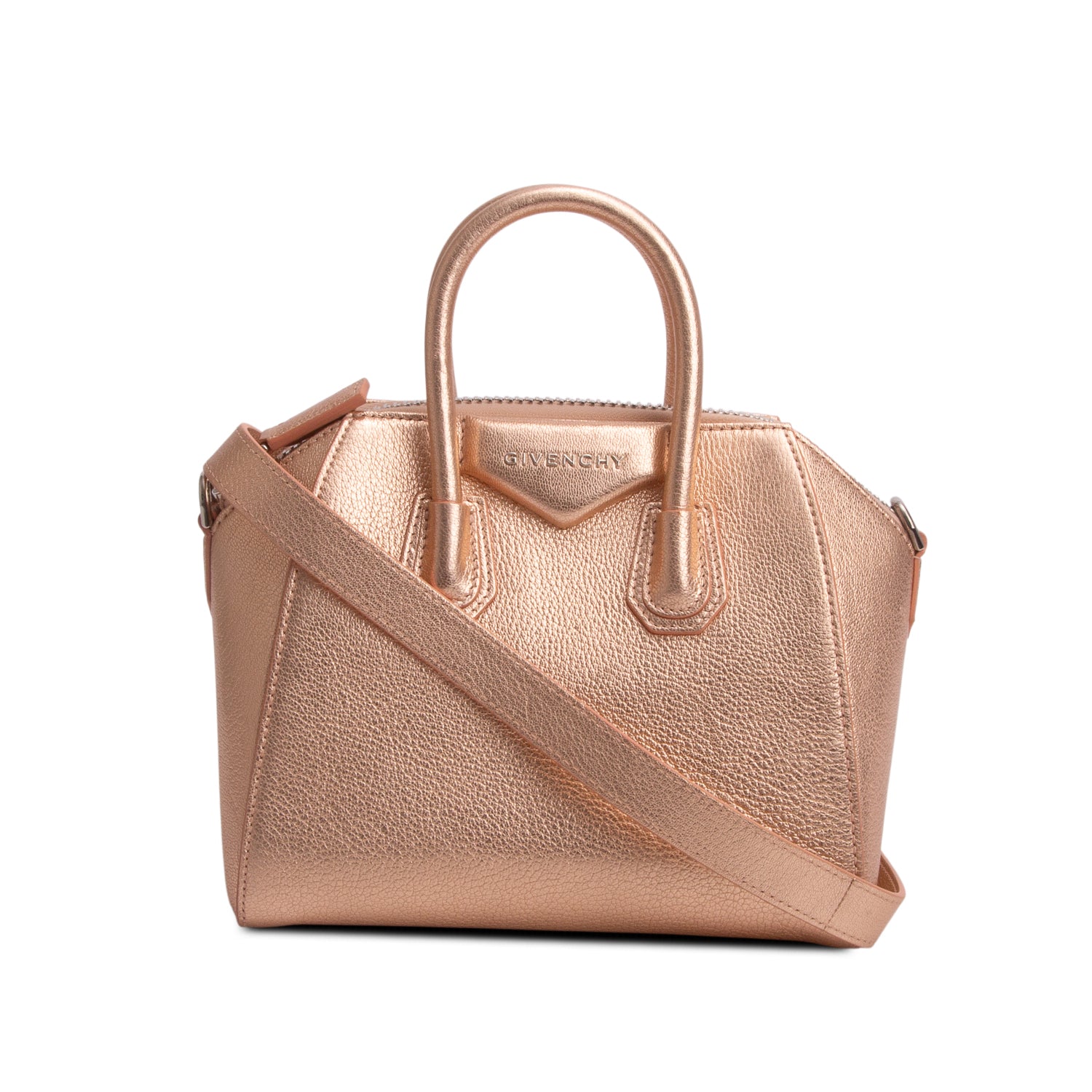Givenchy Metallic Pink Goatskin Leather Mini Antigona Bag w/ Strap