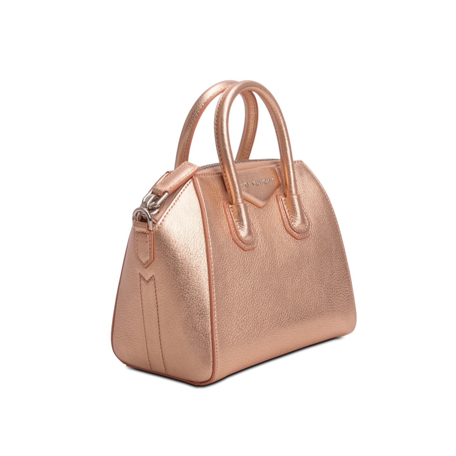 Givenchy Metallic Pink Goatskin Leather Mini Antigona Bag w/ Strap