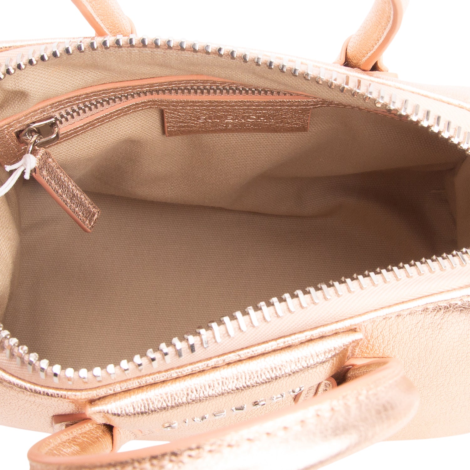 Givenchy Metallic Pink Goatskin Leather Mini Antigona Bag w/ Strap